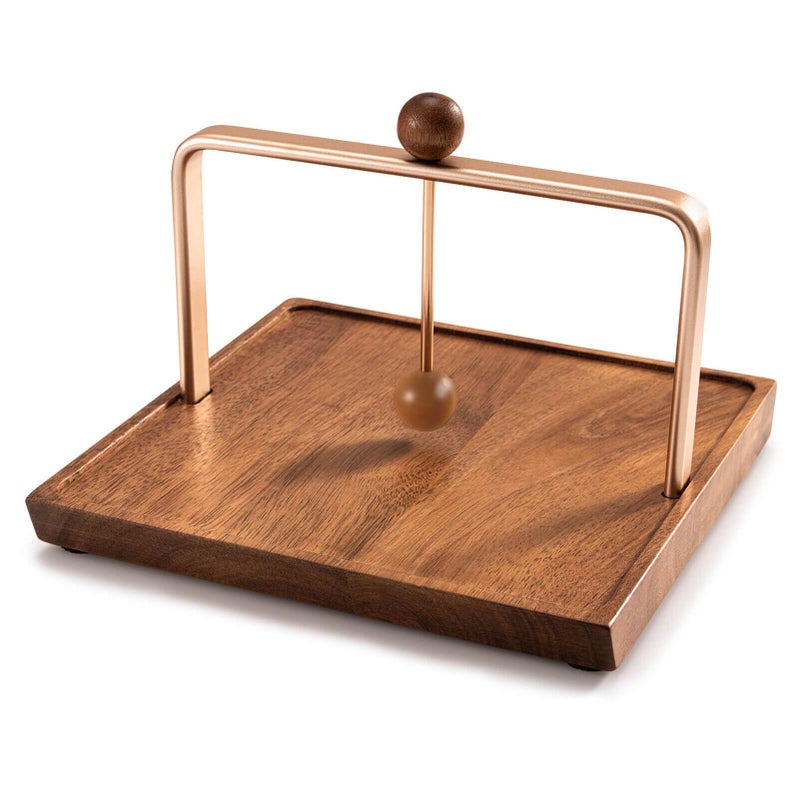 ALLCENER Wood Napkin Holder for Table, Square Tabletop Napkin Dispenser with Sophisticatedly Metal Center Bar, cocktail napkin holder for Home, Kitchen, Office, Restaurant, Hotel, Cafe, Bar (Pink Gold) - Image 2